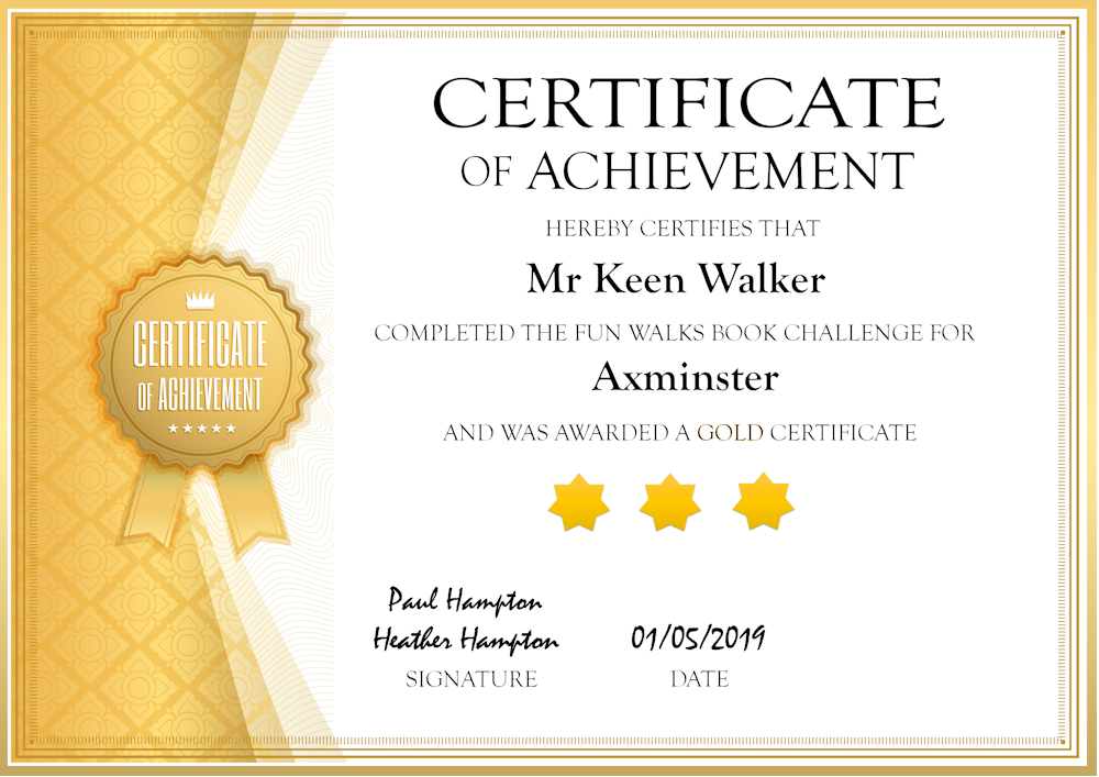 Gold Certificate Gold Certificate for Walks Completion